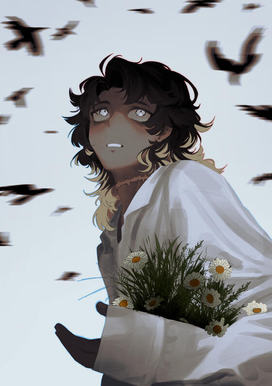 coloured sketch halfbody.
