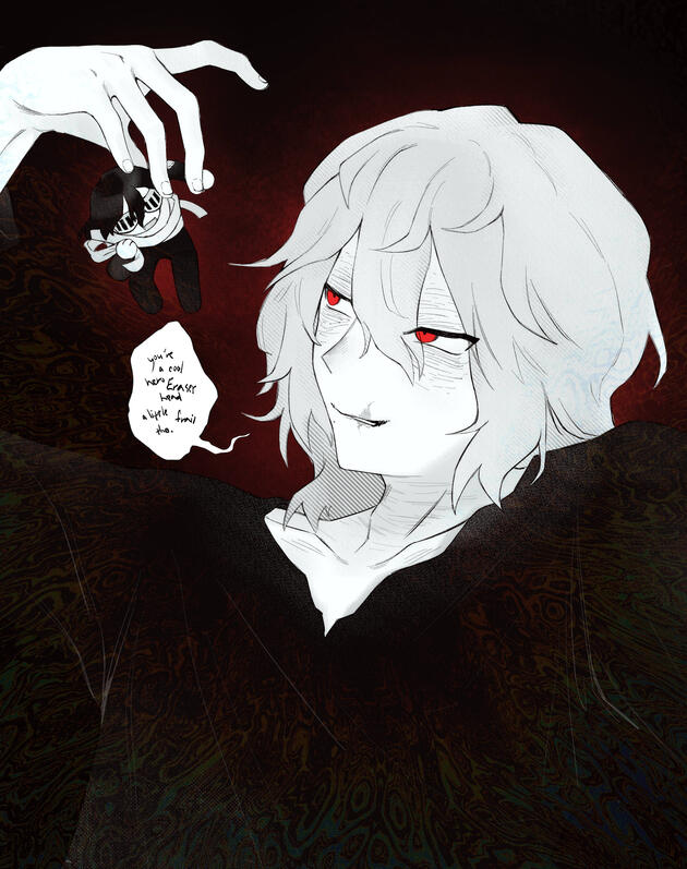 monochrome halfbody.